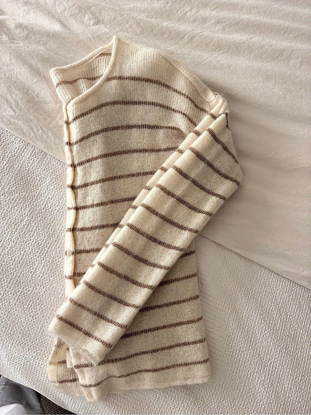 Sézane Cardigan Striped Cream & Gold size  Large